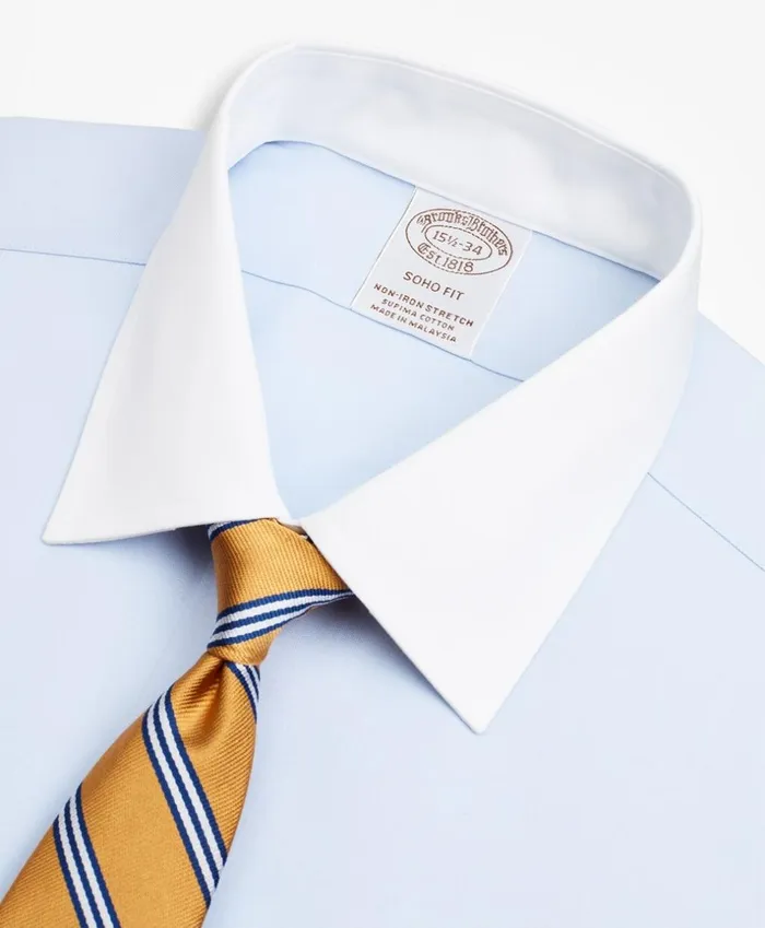 Brooks Brothers Dress Shirts Stretch Soho ExtraSlimFit Dress Shirt NonIron Pinpoint Contrast Ainsley Collar French Cuff Light Blue 8211 Men Brooks Brothers Dress Shirts Stretch Soho ExtraSlimFit Dress Shirt NonIron Pinpoint Contrast Ainsley Collar French Cuff Light Blue 8211 Men