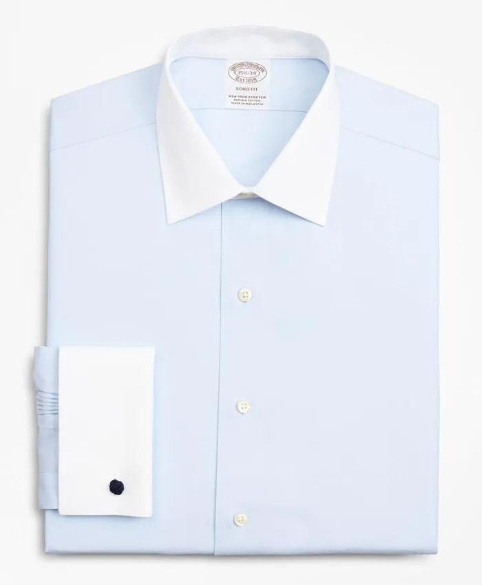 Brooks Brothers Dress Shirts Stretch Soho ExtraSlimFit Dress Shirt NonIron Pinpoint Contrast Ainsley Collar French Cuff Light Blue 8211 Men Brooks Brothers Dress Shirts Stretch Soho ExtraSlimFit Dress Shirt NonIron Pinpoint Contrast Ainsley Collar French Cuff Light Blue 8211 Men
