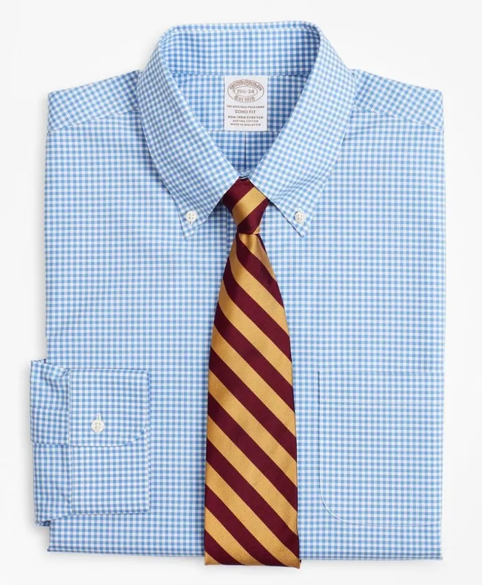 Brooks Brothers Dress Shirts Stretch Soho ExtraSlimFit Dress Shirt NonIron Poplin ButtonDown Collar Gingham Blue 8211 Men Brooks Brothers Dress Shirts Stretch Soho ExtraSlimFit Dress Shirt NonIron Poplin ButtonDown Collar Gingham Blue 8211 Men