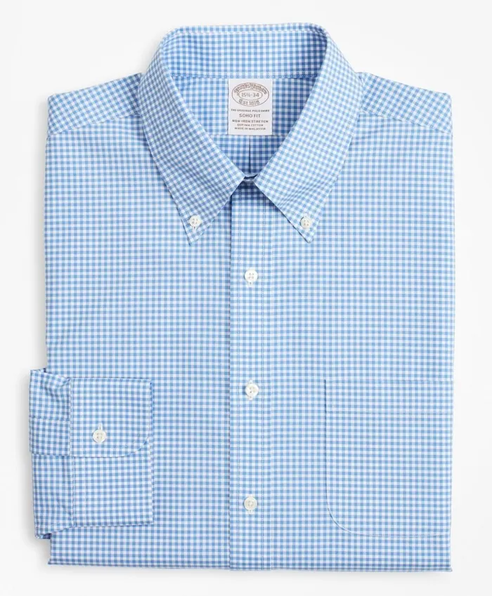 Brooks Brothers Dress Shirts Stretch Soho ExtraSlimFit Dress Shirt NonIron Poplin ButtonDown Collar Gingham Blue 8211 Men Brooks Brothers Dress Shirts Stretch Soho ExtraSlimFit Dress Shirt NonIron Poplin ButtonDown Collar Gingham Blue 8211 Men