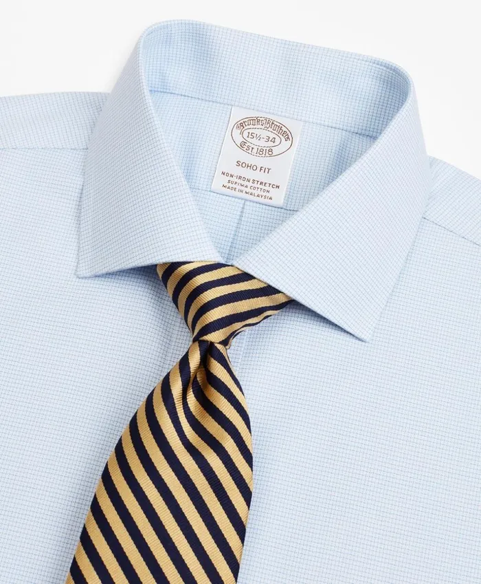 Brooks Brothers Dress Shirts Stretch Soho ExtraSlimFit Dress Shirt NonIron Twill English Collar MicroCheck Light Blue 8211 Men Brooks Brothers Dress Shirts Stretch Soho ExtraSlimFit Dress Shirt NonIron Twill English Collar MicroCheck Light Blue 8211 Men