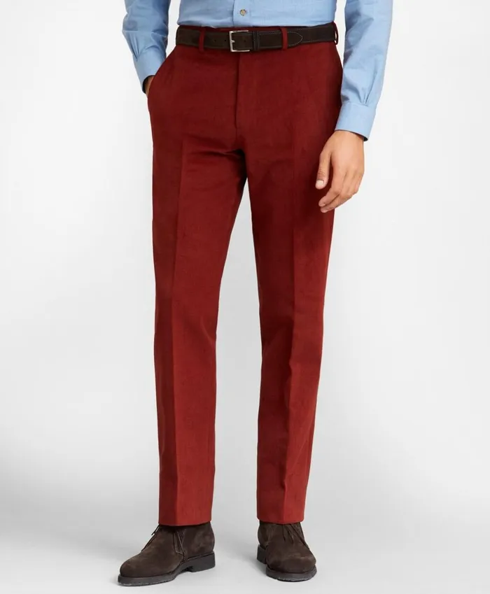 Brooks Brothers Dress Trousers Regent Fit Herringbone Dress Trousers Burgundy 8211 Men