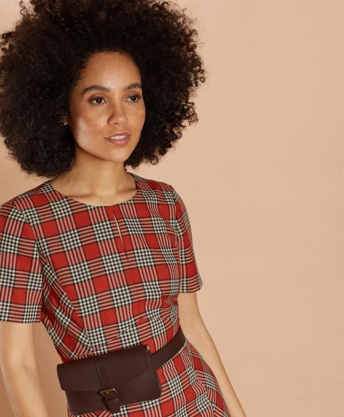 Brooks Brothers Dresses Plaid FlounceHem Dress Dark Orange 8211 Women Brooks Brothers Dresses Plaid FlounceHem Dress Dark Orange 8211 Women