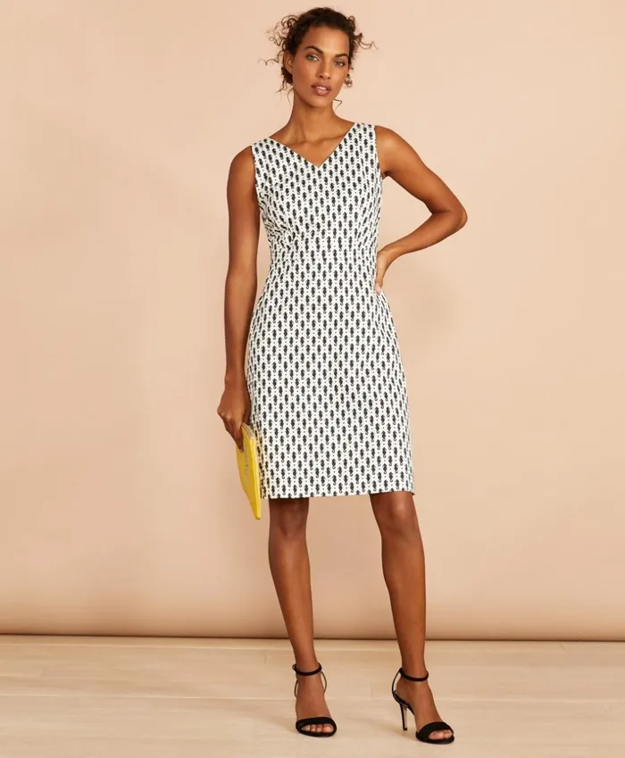 Brooks Brothers Dresses SeahorsePrint Stretch Cotton Sateen Sheath Dress Whiteblack 8211 Women Brooks Brothers Dresses SeahorsePrint Stretch Cotton Sateen Sheath Dress Whiteblack 8211 Women