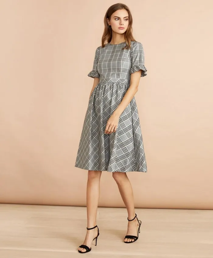 Brooks Brothers Dresses Tartan Ruffled ElbowSleeve Dress Blackmulti 8211 Women Brooks Brothers Dresses Tartan Ruffled ElbowSleeve Dress Blackmulti 8211 Women