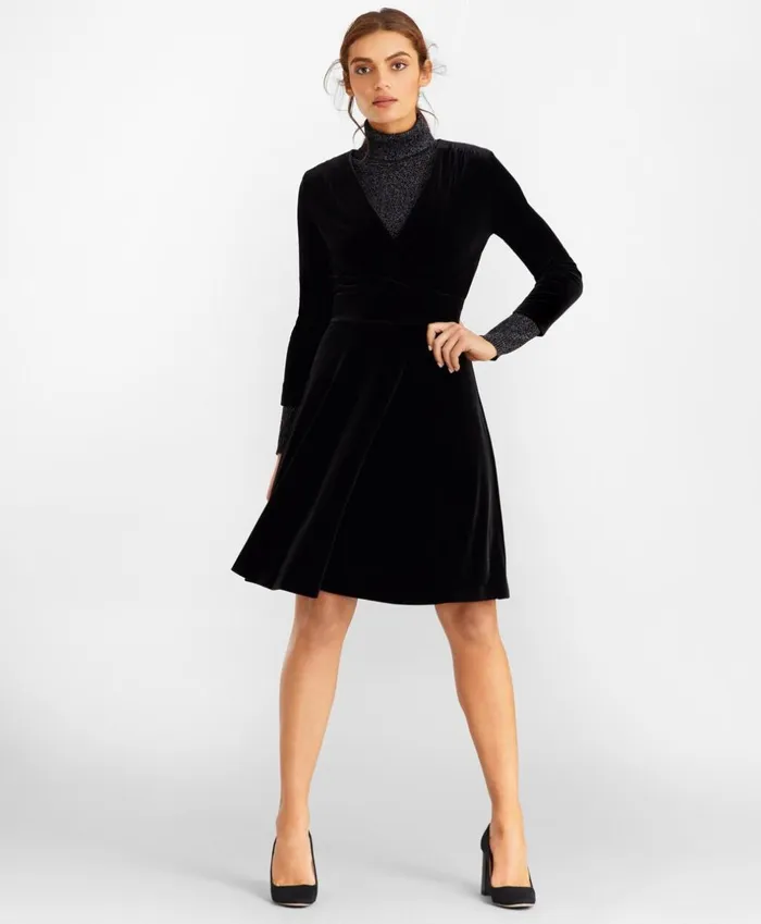 Brooks Brothers Dresses Velvet Faux Wrap Dress Black 8211 Women
