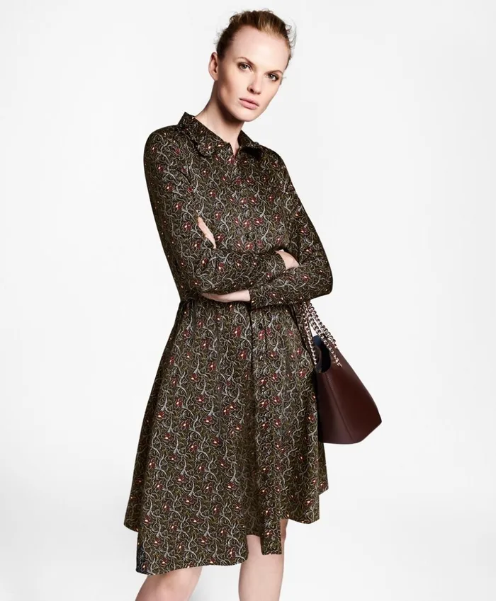 Brooks Brothers Dresses ViolettePrint Cotton Sateen Shirt Dress Navy 8211 Women