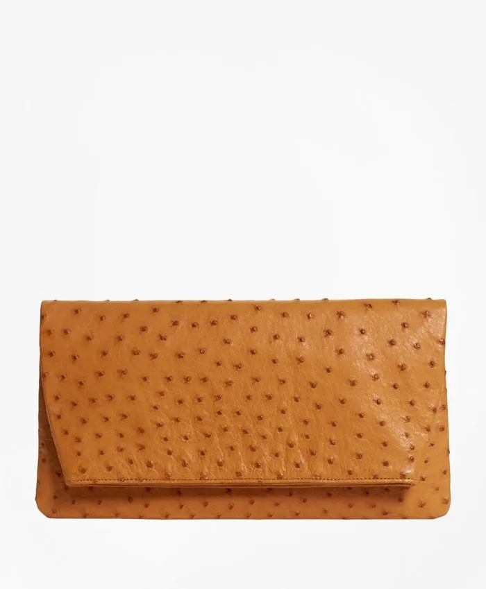 Brooks Brothers Handbags and Wallets Ostrich Clutch Chestnut 8211 Women
