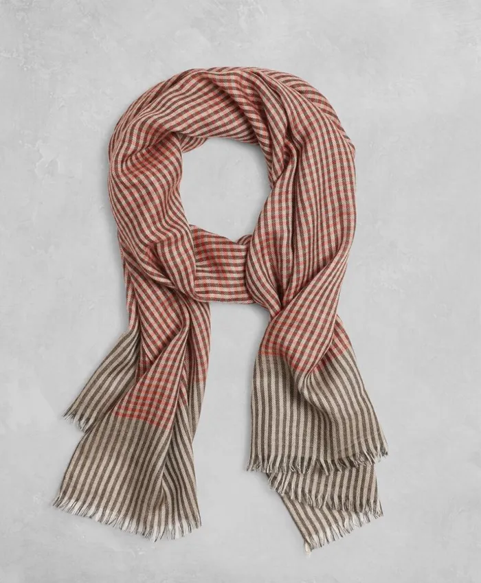 Brooks Brothers Hats Gloves and Scarves Golden Fleece Checked Cashmere Silk Scarf Orange 8211 Men Brooks Brothers Hats Gloves and Scarves Golden Fleece Checked Cashmere Silk Scarf Orange 8211 Men