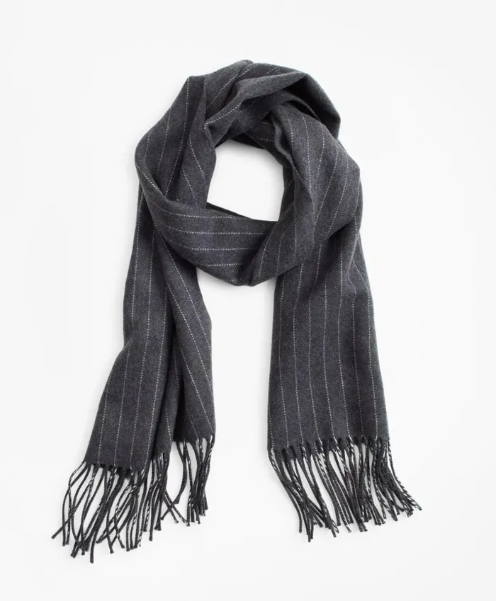 Brooks Brothers Hats Gloves and Scarves Pinstripe Scarf Grey 8211 Men