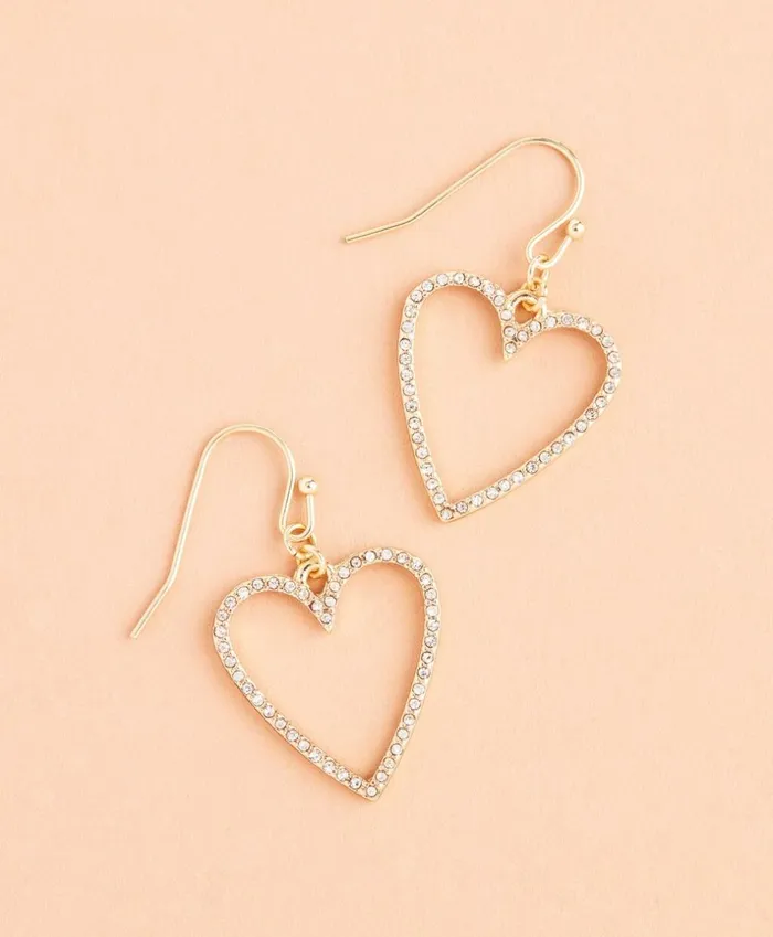 Brooks Brothers Jewelry CrystalCovered Heart Drop Earrings Gold 8211 Women