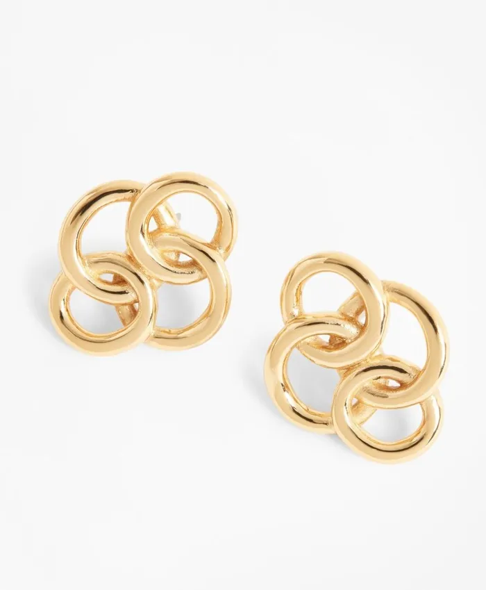 Brooks Brothers Jewelry GoldPlated Interlocking Ring Stud Earrings Gold 8211 Women Brooks Brothers Jewelry GoldPlated Interlocking Ring Stud Earrings Gold 8211 Women