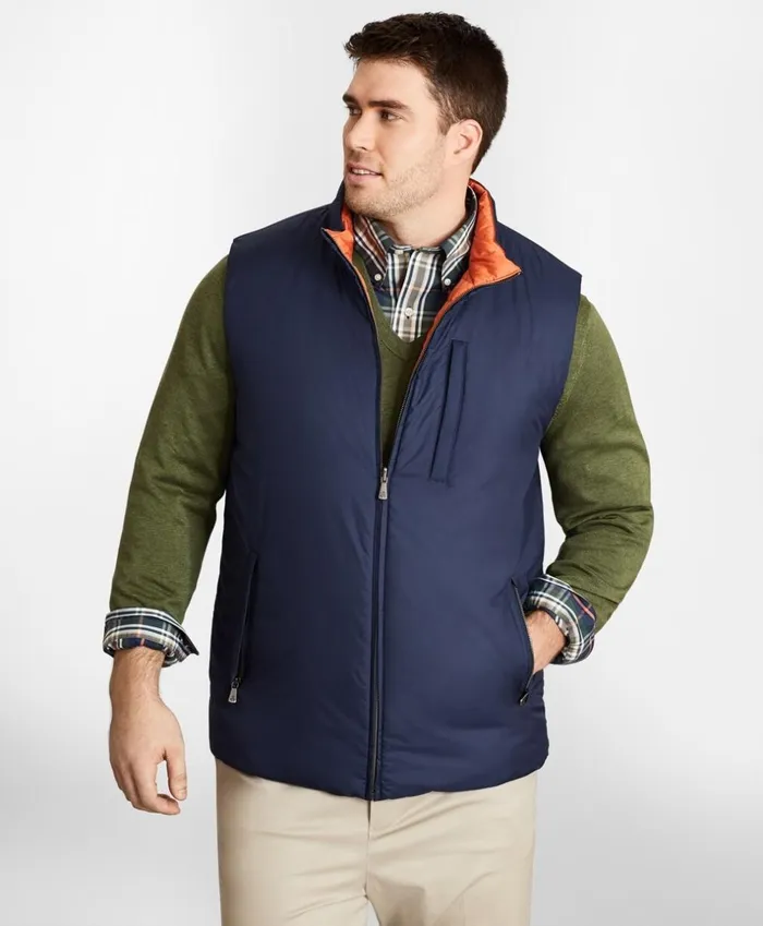 Brooks Brothers Outerwear Big and Tall Reversible Quilted Down Vest Navy 8211 Men Brooks Brothers Outerwear Big and Tall Reversible Quilted Down Vest Navy 8211 Men