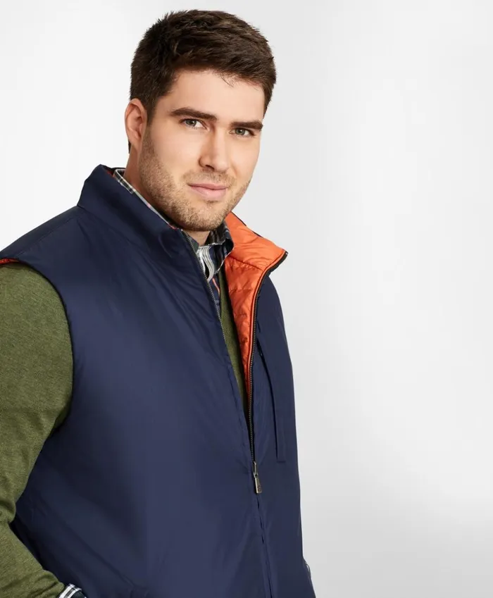 Brooks Brothers Outerwear Big and Tall Reversible Quilted Down Vest Navy 8211 Men Brooks Brothers Outerwear Big and Tall Reversible Quilted Down Vest Navy 8211 Men