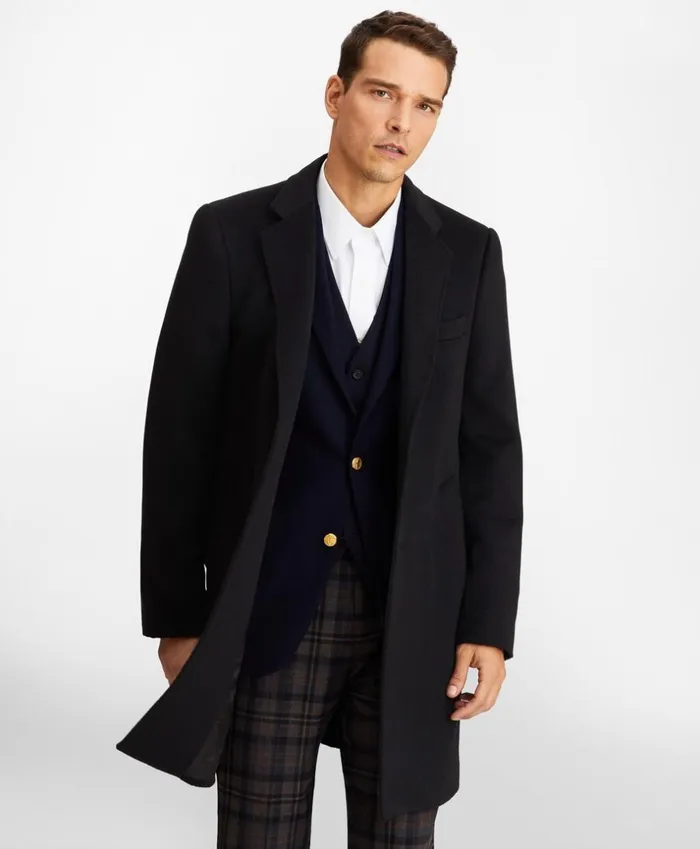 Brooks Brothers Outerwear CamelHair Formal Topcoat Black 8211 Men