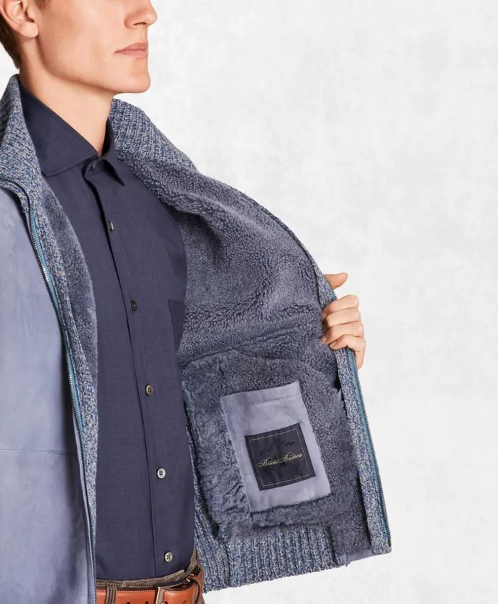 Brooks Brothers Outerwear Golden Fleece Shearling ZipUp Cardigan Jacket Blue 8211 Men Brooks Brothers Outerwear Golden Fleece Shearling ZipUp Cardigan Jacket Blue 8211 Men