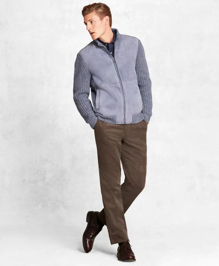 Brooks Brothers Outerwear Golden Fleece Shearling ZipUp Cardigan Jacket Blue 8211 Men Brooks Brothers Outerwear Golden Fleece Shearling ZipUp Cardigan Jacket Blue 8211 Men