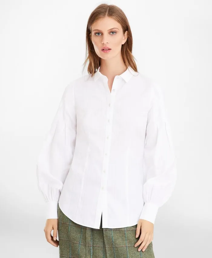 Brooks Brothers Petites Petite NonIron TailoredFit Supima Cotton Floral Jacquard Blouse White 8211 Women Brooks Brothers Petites Petite NonIron TailoredFit Supima Cotton Floral Jacquard Blouse White 8211 Women