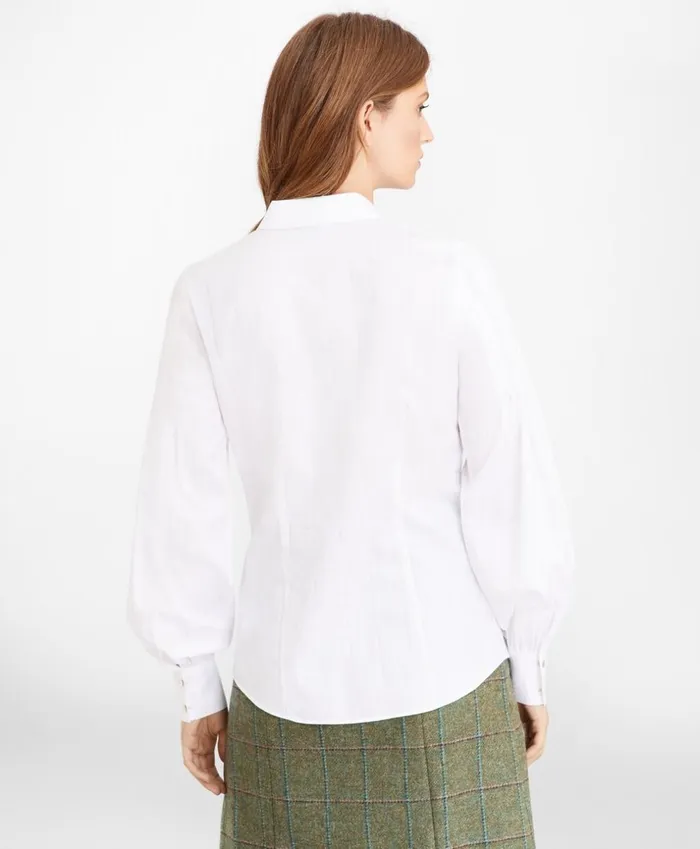 Brooks Brothers Petites Petite NonIron TailoredFit Supima Cotton Floral Jacquard Blouse White 8211 Women Brooks Brothers Petites Petite NonIron TailoredFit Supima Cotton Floral Jacquard Blouse White 8211 Women