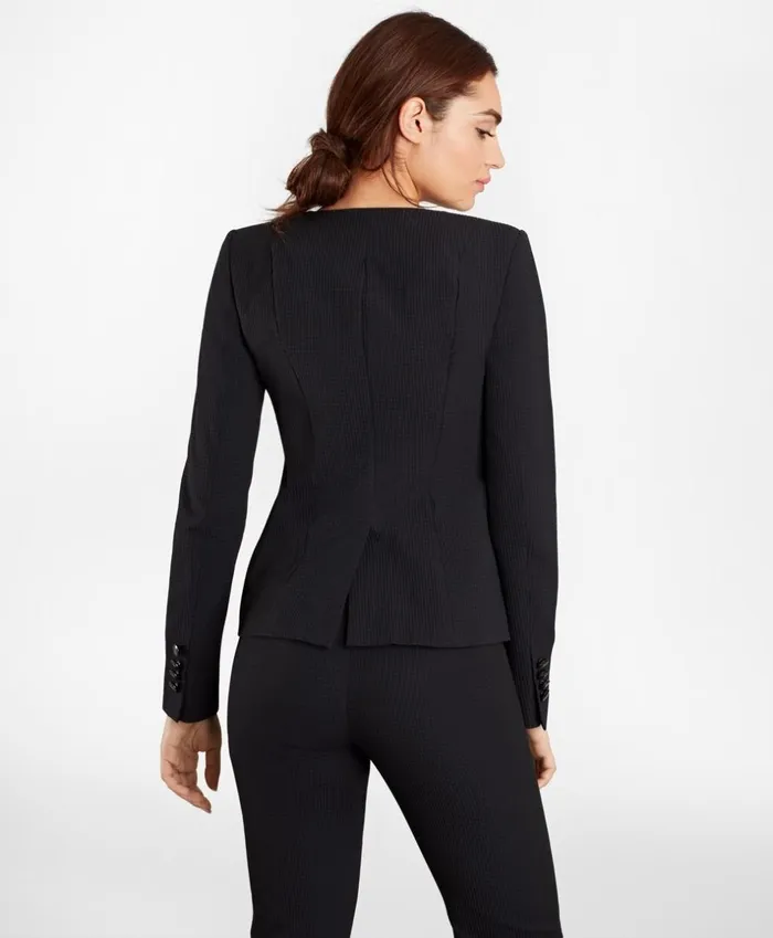 Brooks Brothers Petites Petite StretchCotton Jacquard DoubleBreasted Jacket Blacknavy 8211 Women Brooks Brothers Petites Petite StretchCotton Jacquard DoubleBreasted Jacket Blacknavy 8211 Women