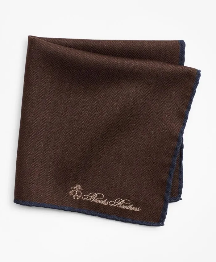 Brooks Brothers Pocket Squares and Handkerchiefs Herringbone Pocket Square Brown 8211 Men