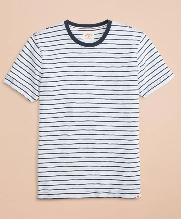 Brooks Brothers Polos and TShirts AlternatingStripe Slub Cotton Jersey TShirt Bluewhite 8211 Men Brooks Brothers Polos and TShirts AlternatingStripe Slub Cotton Jersey TShirt Bluewhite 8211 Men
