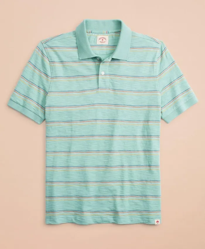 Brooks Brothers Polos and TShirts MultiColor Stripe Slub Jersey Polo Shirt Green 8211 Men Brooks Brothers Polos and TShirts MultiColor Stripe Slub Jersey Polo Shirt Green 8211 Men