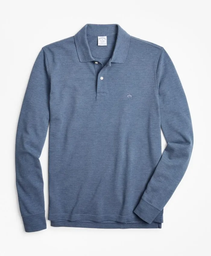 Brooks Brothers Polos and TShirts Slim Fit Supima LongSleeve Performance Polo Shirt Denim Heather 8211 Men Brooks Brothers Polos and TShirts Slim Fit Supima LongSleeve Performance Polo Shirt Denim Heather 8211 Men