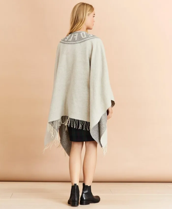 Brooks Brothers Scarves Hats and Gloves LogoPattern WoolBlend Ruana Grey 8211 Women Brooks Brothers Scarves Hats and Gloves LogoPattern WoolBlend Ruana Grey 8211 Women