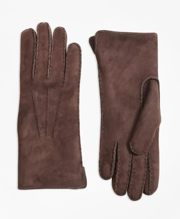 Brooks Brothers Scarves Hats and Gloves Shearling Gloves Dark Brown 8211 Women