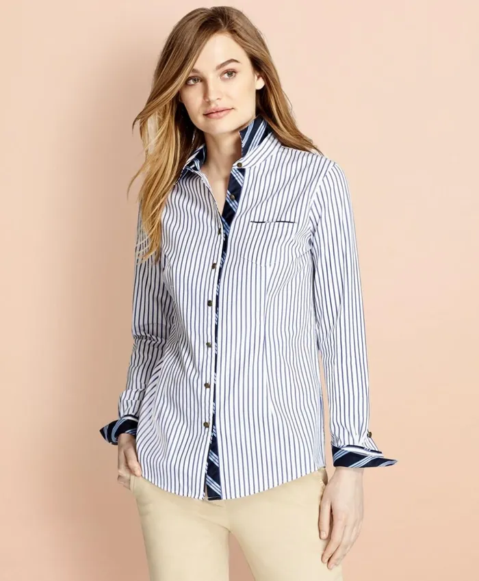 Brooks Brothers Shirts and Tops BB1Trimmed NinetoNine Striped StretchCotton Poplin Shirt Bluewhite 8211 Women Brooks Brothers Shirts and Tops BB1Trimmed NinetoNine Striped StretchCotton Poplin Shirt Bluewhite 8211 Women