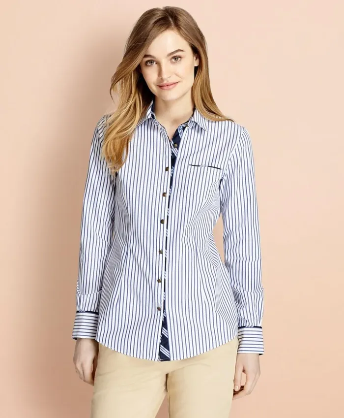 Brooks Brothers Shirts and Tops BB1Trimmed NinetoNine Striped StretchCotton Poplin Shirt Bluewhite 8211 Women Brooks Brothers Shirts and Tops BB1Trimmed NinetoNine Striped StretchCotton Poplin Shirt Bluewhite 8211 Women
