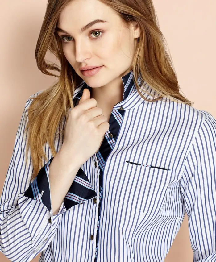 Brooks Brothers Shirts and Tops BB1Trimmed NinetoNine Striped StretchCotton Poplin Shirt Bluewhite 8211 Women Brooks Brothers Shirts and Tops BB1Trimmed NinetoNine Striped StretchCotton Poplin Shirt Bluewhite 8211 Women