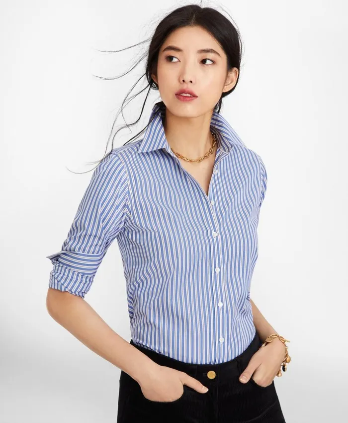 Brooks Brothers Shirts and Tops ClassicFit Striped Cotton Poplin Luxury Shirt Dark Blue 8211 Women Brooks Brothers Shirts and Tops ClassicFit Striped Cotton Poplin Luxury Shirt Dark Blue 8211 Women