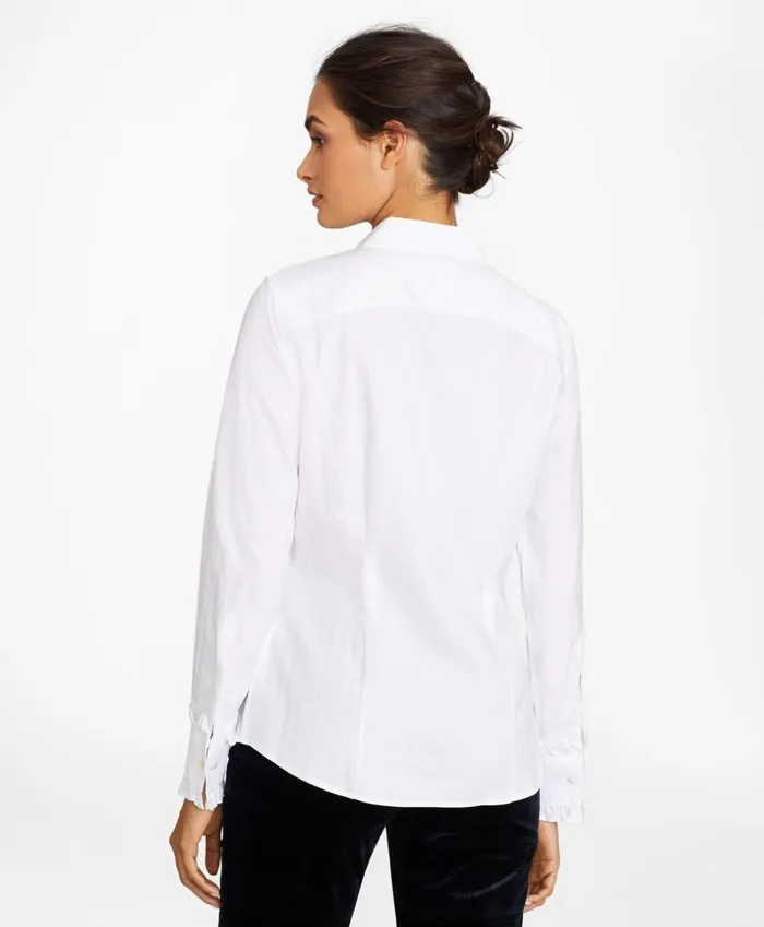 Brooks Brothers Shirts and Tops NonIron Tailored Fit Cotton Dobby Ruffled Tuxedo Shirt White 8211 Women Brooks Brothers Shirts and Tops NonIron Tailored Fit Cotton Dobby Ruffled Tuxedo Shirt White 8211 Women