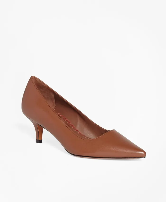 Brooks Brothers Shoes and Belts Leather PointToe Pumps Brown 8211 Women