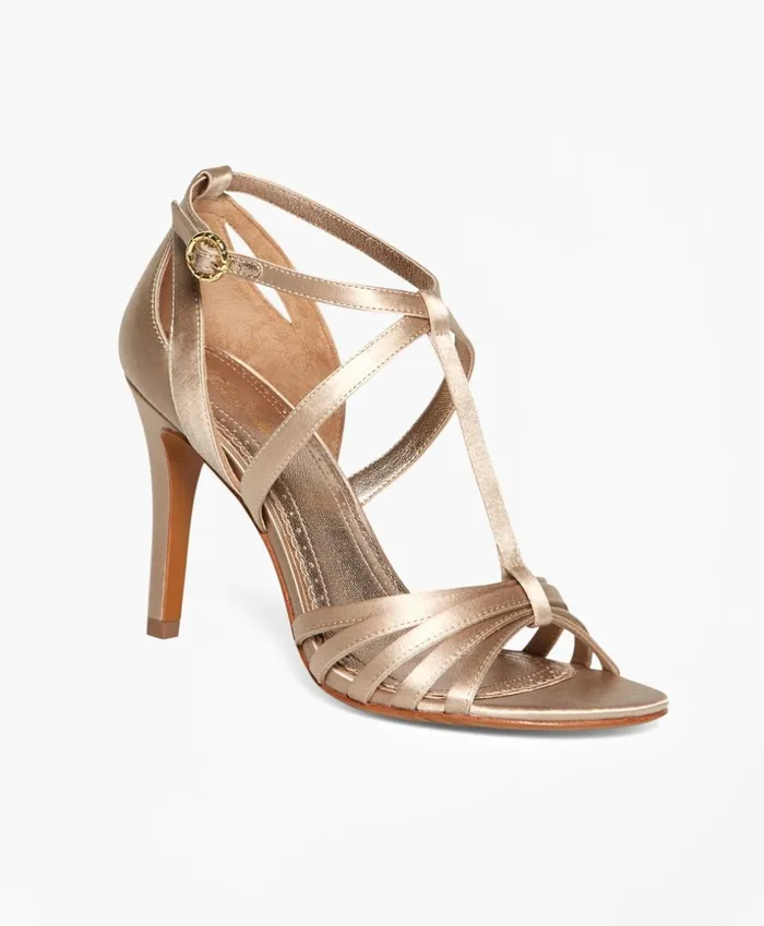 Brooks Brothers Shoes and Belts Satin HighHeeled Sandals Champagne 8211 Women Brooks Brothers Shoes and Belts Satin HighHeeled Sandals Champagne 8211 Women