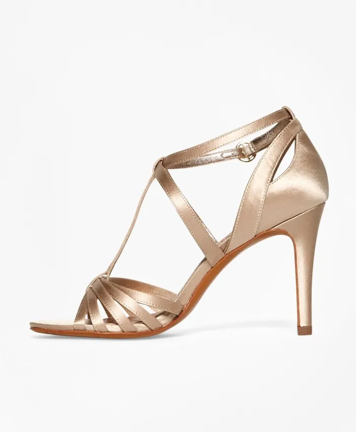 Brooks Brothers Shoes and Belts Satin HighHeeled Sandals Champagne 8211 Women Brooks Brothers Shoes and Belts Satin HighHeeled Sandals Champagne 8211 Women
