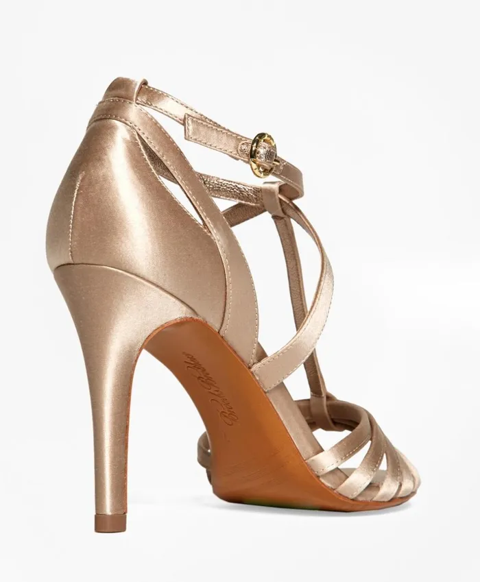 Brooks Brothers Shoes and Belts Satin HighHeeled Sandals Champagne 8211 Women Brooks Brothers Shoes and Belts Satin HighHeeled Sandals Champagne 8211 Women