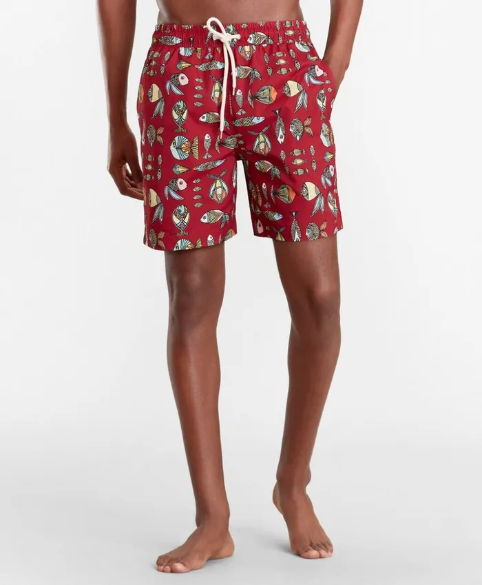 Brooks Brothers Shorts and Swimwear Montauk 6034 Fish Print Swim Trunks Red 8211 Men Brooks Brothers Shorts and Swimwear Montauk 6034 Fish Print Swim Trunks Red 8211 Men