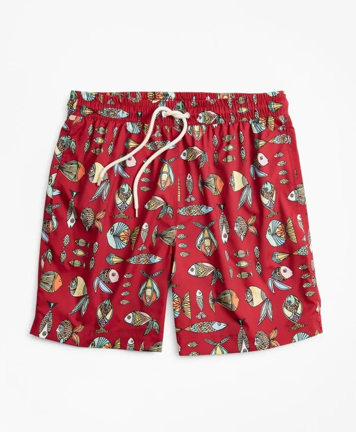 Brooks Brothers Shorts and Swimwear Montauk 6034 Fish Print Swim Trunks Red 8211 Men Brooks Brothers Shorts and Swimwear Montauk 6034 Fish Print Swim Trunks Red 8211 Men