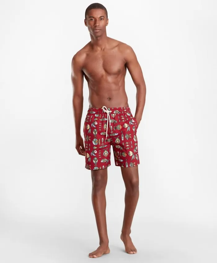 Brooks Brothers Shorts and Swimwear Montauk 6034 Fish Print Swim Trunks Red 8211 Men Brooks Brothers Shorts and Swimwear Montauk 6034 Fish Print Swim Trunks Red 8211 Men
