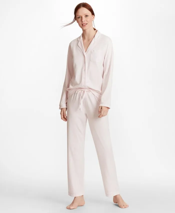 Brooks Brothers Sleepwear LogoEmbroidered Pima Cotton Interlock Jersey Pajama Set Pink 8211 Women Brooks Brothers Sleepwear LogoEmbroidered Pima Cotton Interlock Jersey Pajama Set Pink 8211 Women