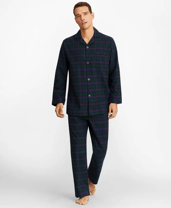 Brooks Brothers Sleepwear Tartan Flannel Pajamas Green 8211 Men