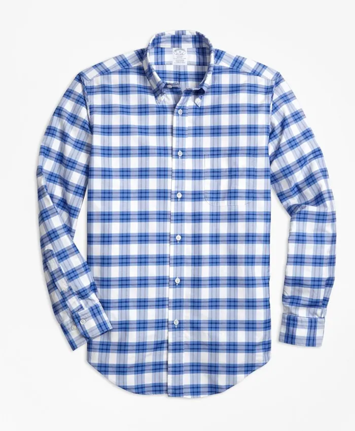Brooks Brothers Sport Shirts Regent Fit Oxford Plaid Sport Shirt Bluewhite 8211 Men
