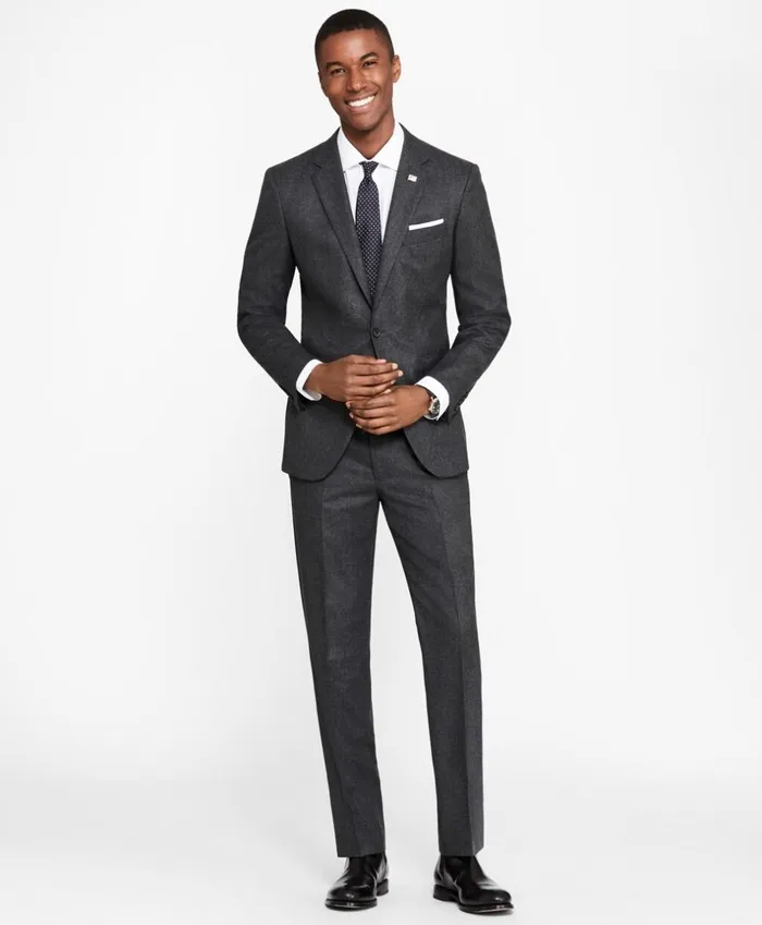 Brooks Brothers Suits Milano Fit Stretch Flannel 1818 Suit Charcoal 8211 Men