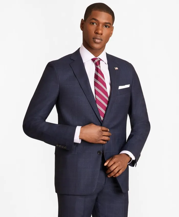 Brooks Brothers Suits Regent Fit Blue Windowpane 1818 Suit Blue 8211 Men