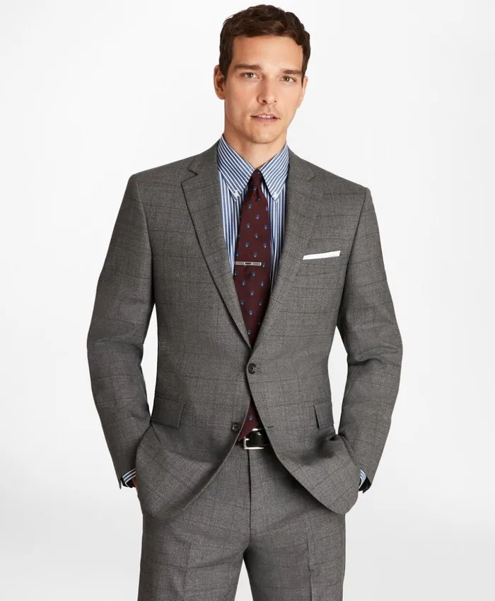 Brooks Brothers Suits Regent Fit Blue Windowpane 1818 Suit Grey 8211 Men