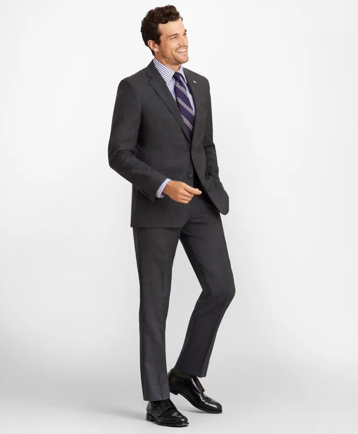 Brooks Brothers Suits Regent Fit Plaid 1818 Suit Charcoal 8211 Men