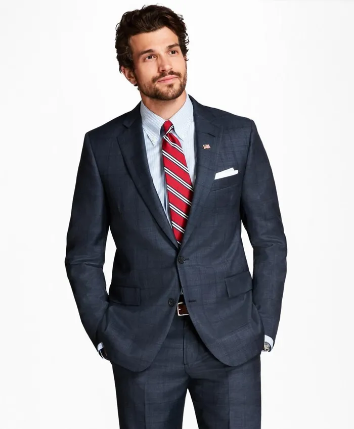 Brooks Brothers Suits Regent Fit Plaid 1818 Suit Charcoalblue 8211 Men